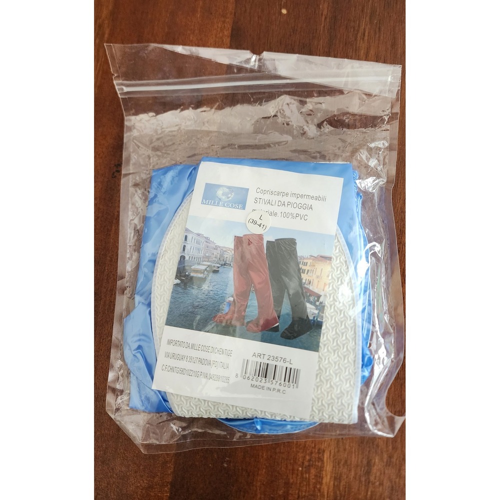 Mille Cose Waterproof Rain Boot‎ Shoe Covers Overboots Blue PVC Size 39 41